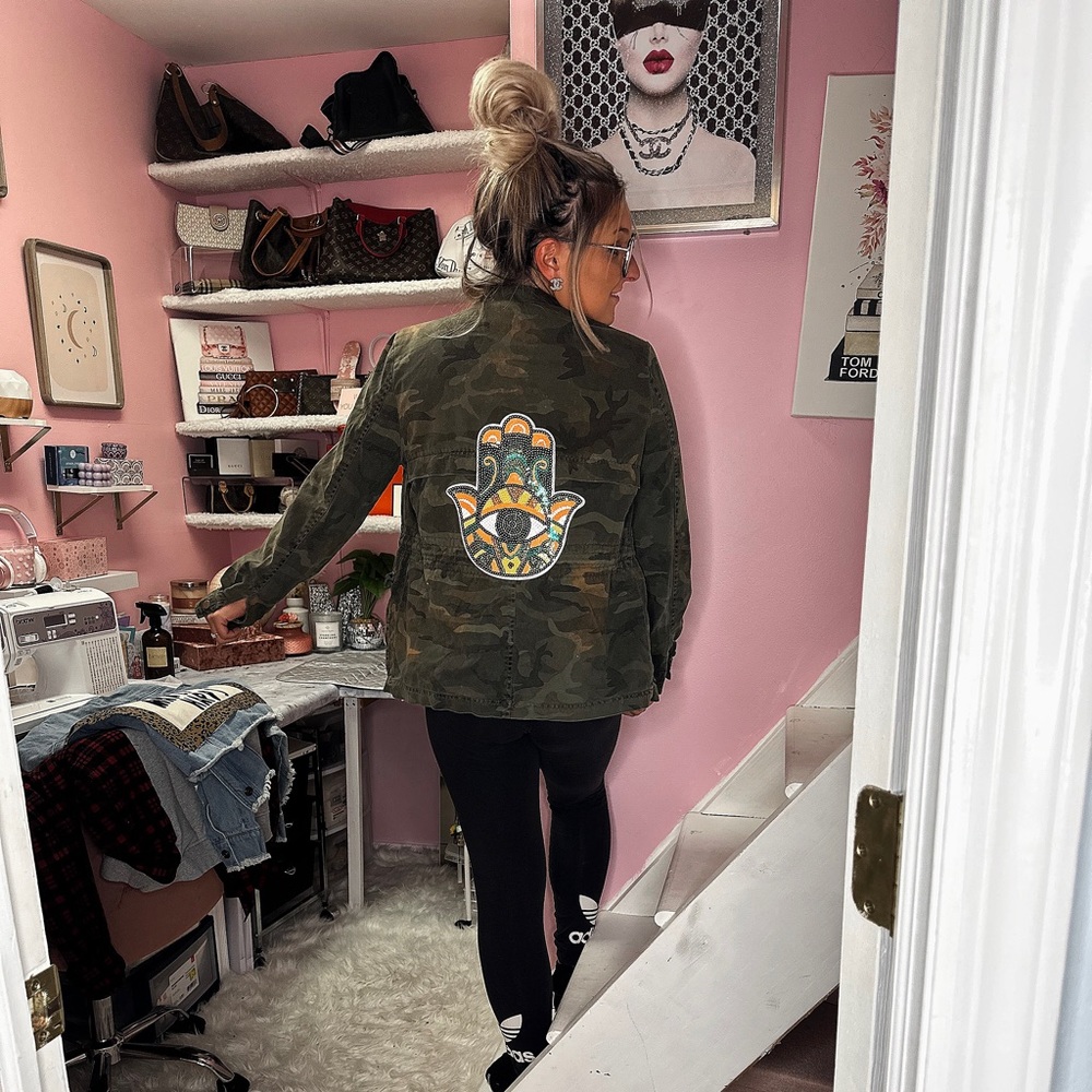 Vintage army hamsa jacket